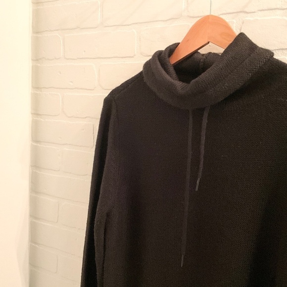 Sweater knit Long sleeve Turtleneck Oversized Black Merino Wool blend M - Picture 5 of 10